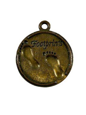 Dicksons Footprints in the Sand Round Pendant Inspirational Bronze Tone